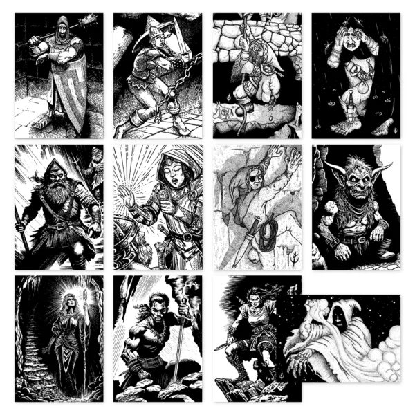 SHADOWDARK RPG - 12 PREMADE CHARACTER CARDS